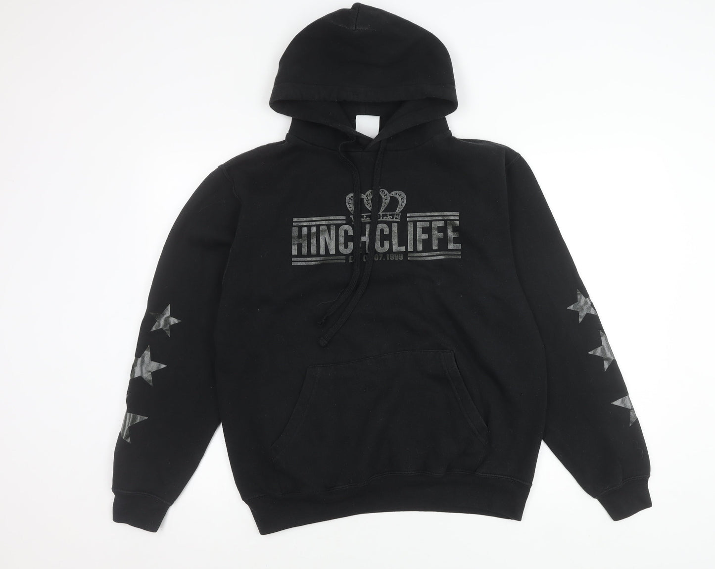 Russell Men’s Black Pullover Hoodie M Graphic Print Logo Sportswear