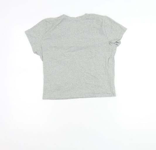Hollister Women Grey M Basic Short Sleeve Crew Neck T-Shirt