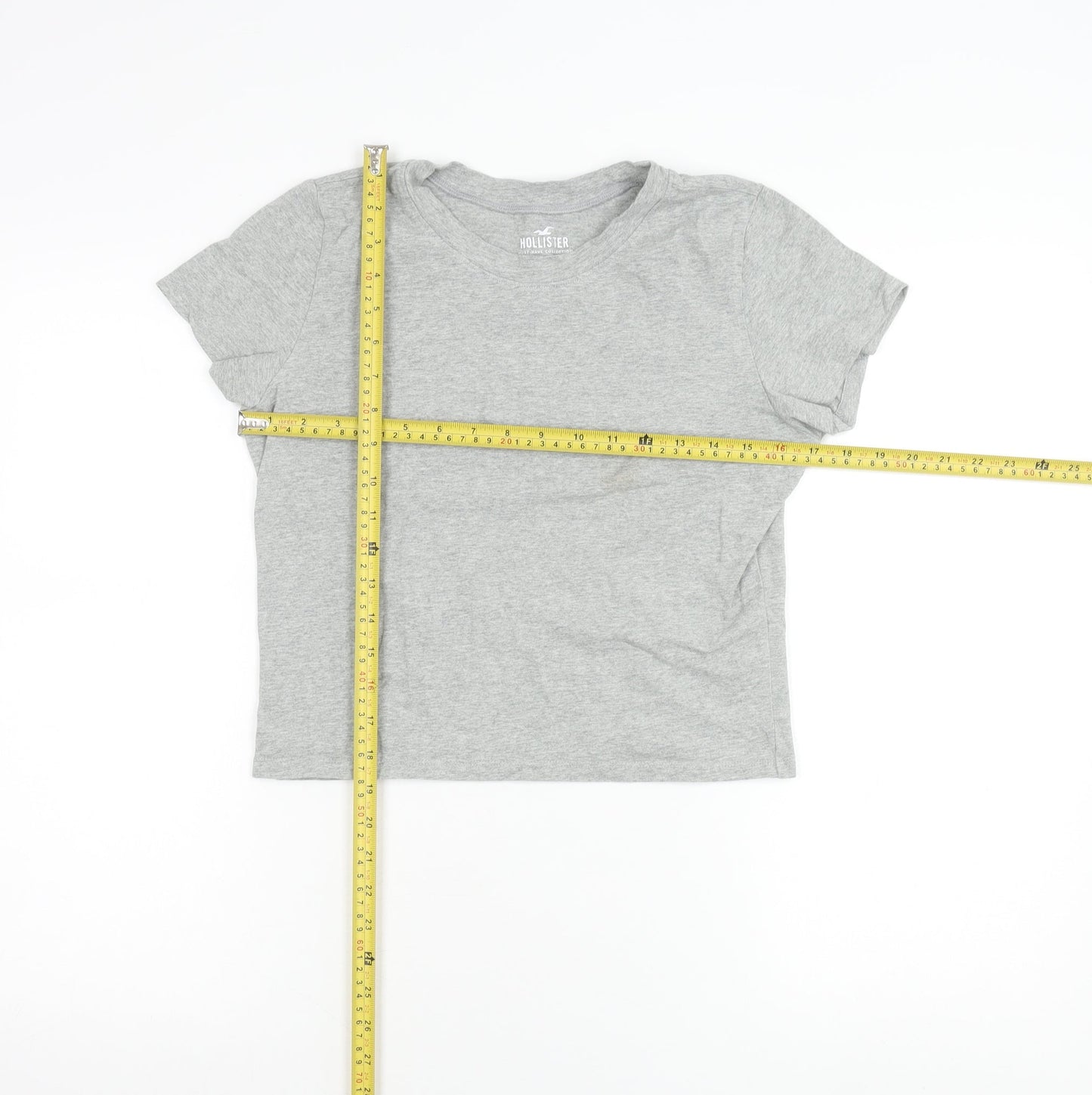 Hollister Women Grey M Basic Short Sleeve Crew Neck T-Shirt