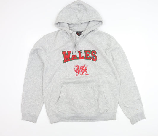 Dragon's Cafe Men's Grey XL Wales Graphic Pullover Hoodie