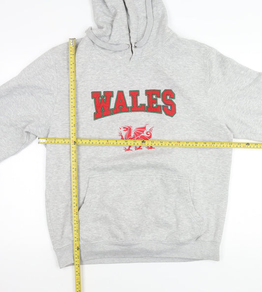 Dragon's Cafe Men's Grey XL Wales Graphic Pullover Hoodie