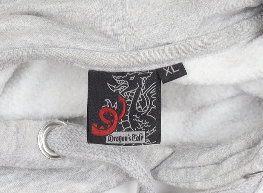 Dragon's Cafe Men's Grey XL Wales Graphic Pullover Hoodie