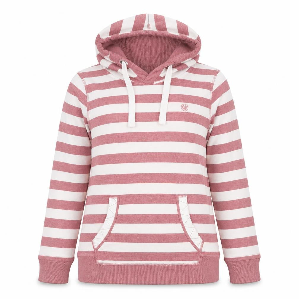 FatFace Womens Pink White Striped Pullover Hoodie UK 8 Cotton Blend