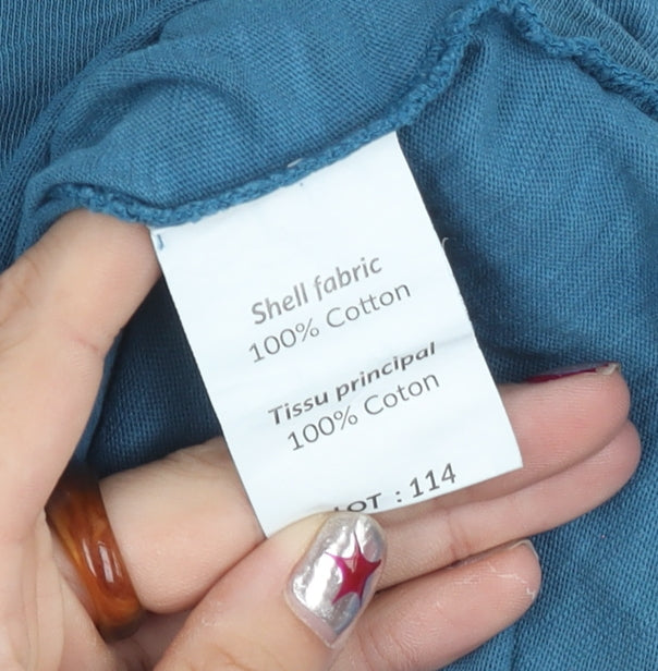 Mousqueton Womens Blue Cotton Collared V-Neck T-Shirt Size 14