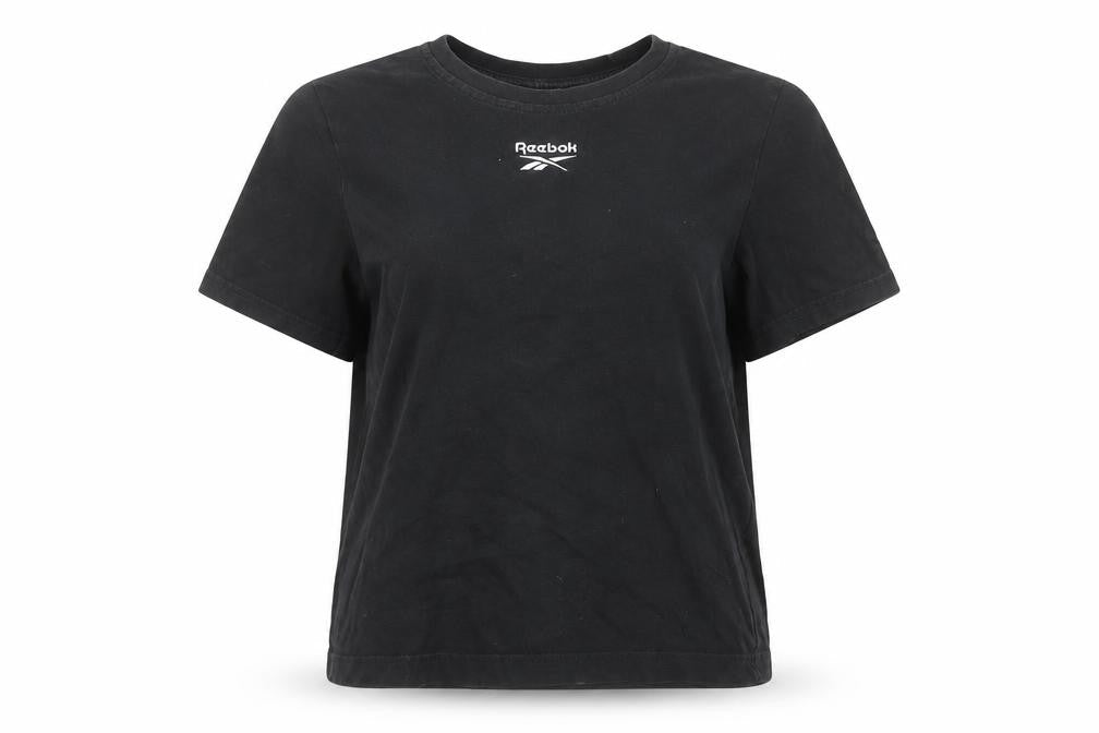 Womens UK Size S Reebok Black Cotton T-Shirt