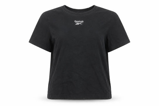 Womens UK Size S Reebok Black Cotton T-Shirt