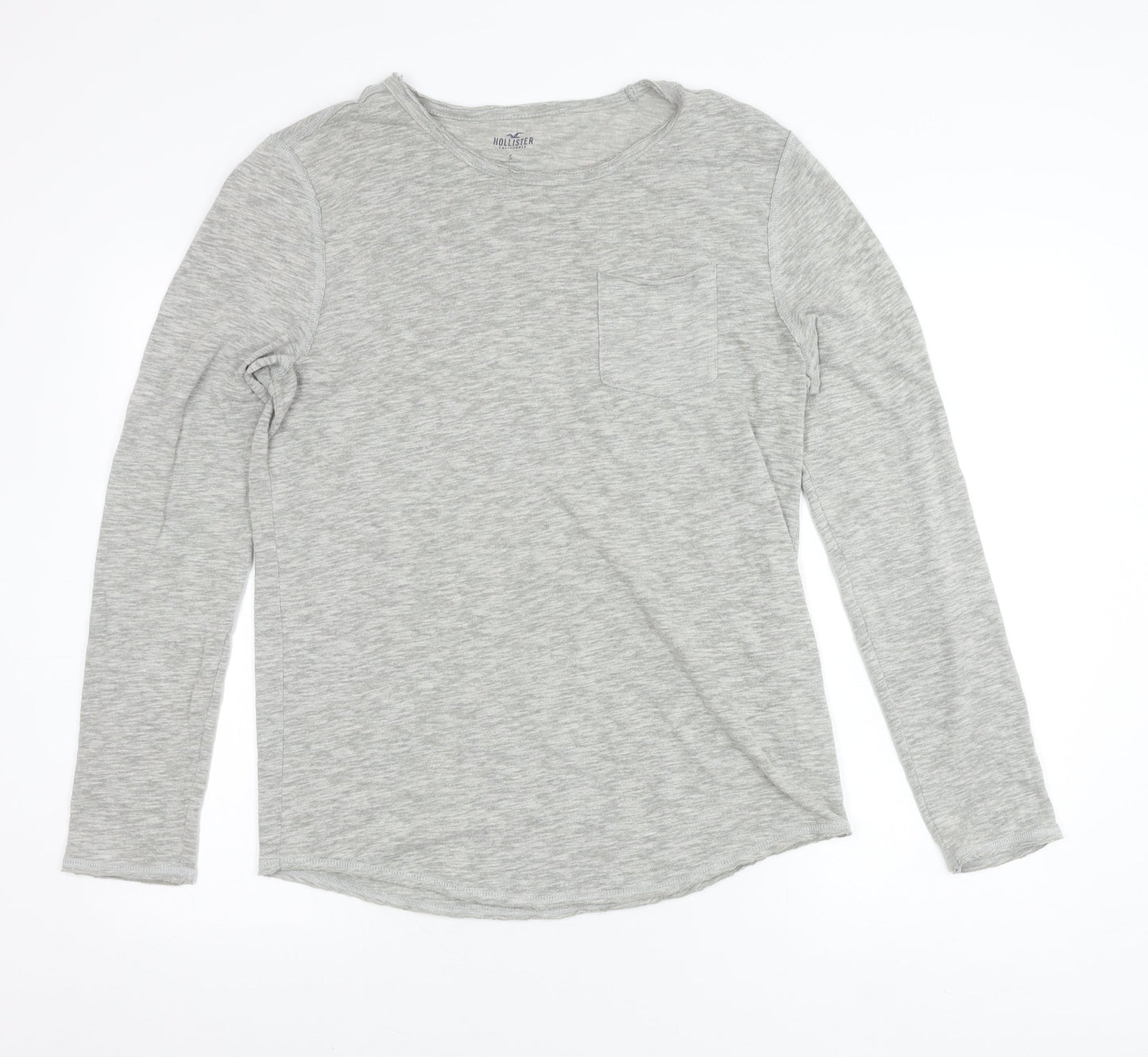Hollister Men’s Grey Long Sleeve Crew Neck T-Shirt Size S