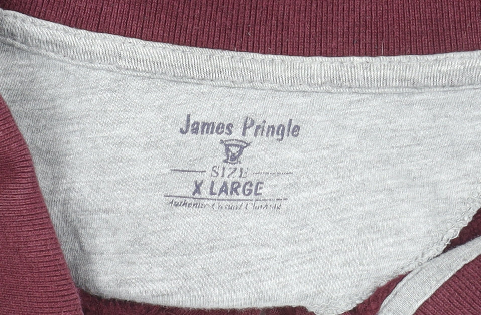James Pringle Men’s Red XL Long Sleeve Polo Shirt Cotton Blend