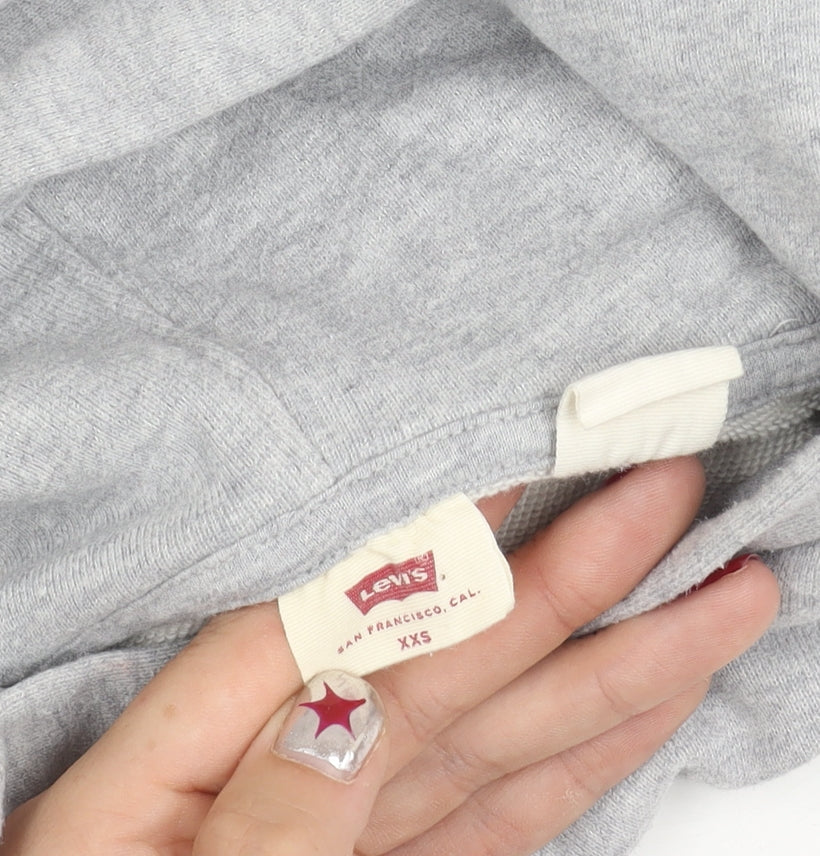 Levi's Teens Grey Pullover Hoodie 2XS Cotton Logo Sweatshirt