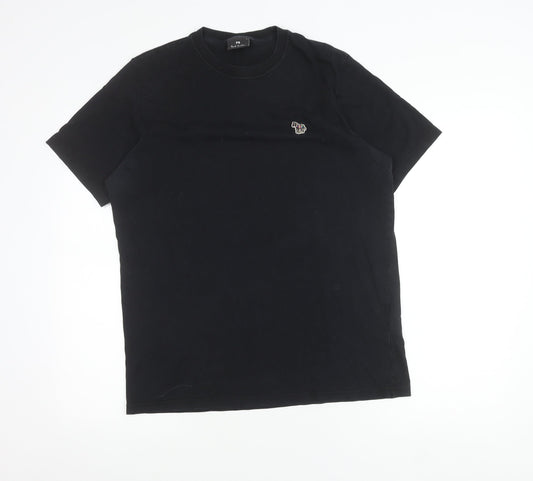 Paul Smith Men’s Black Organic Cotton Zebra Logo T-Shirt L