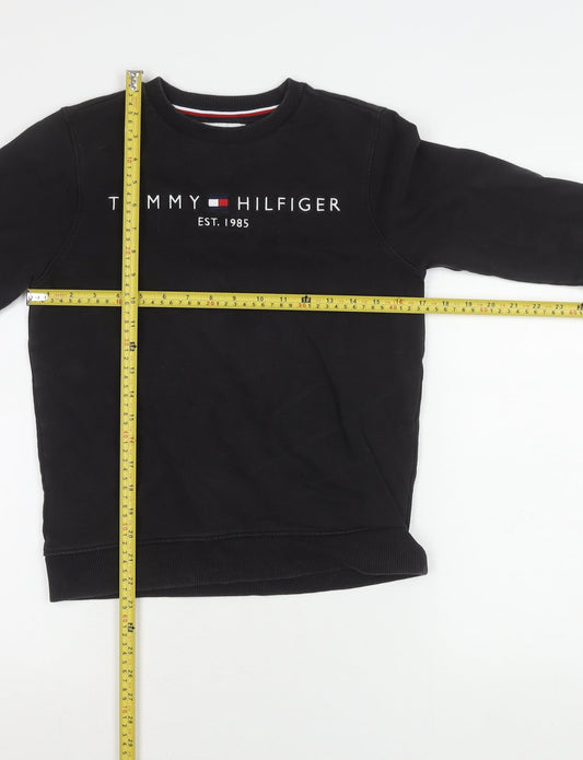 Tommy Hilfiger Boys Black Sweatshirt 12 Years Logo Crew Neck Pullover