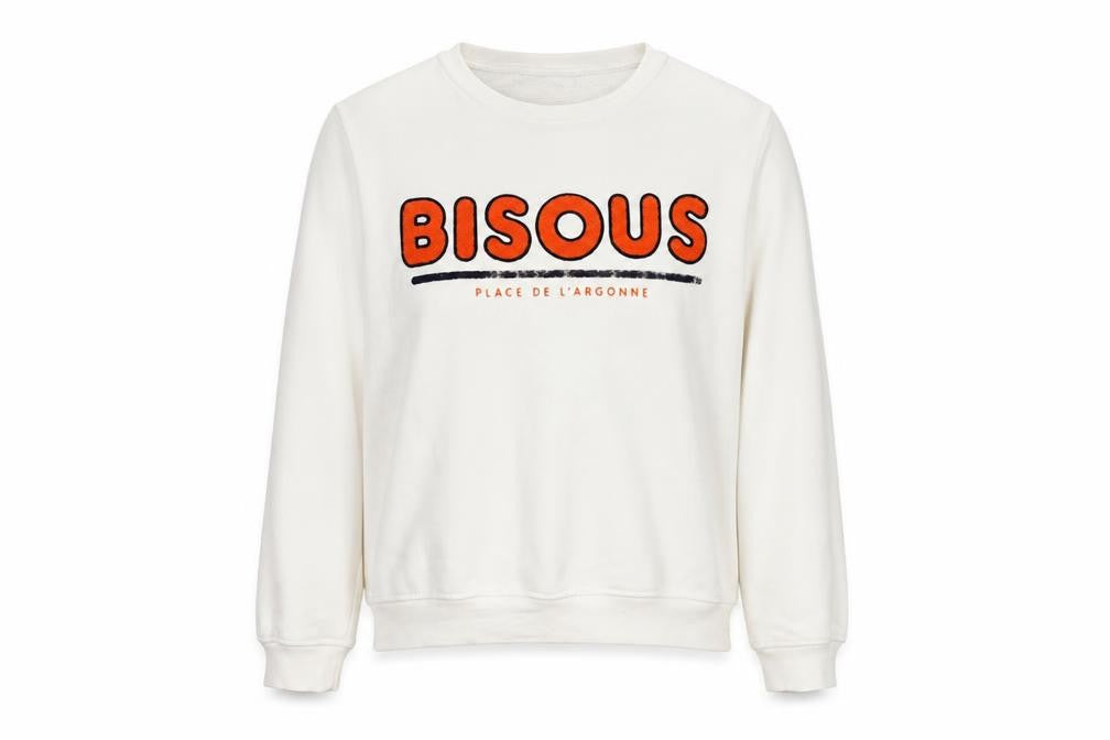 H&M Women’s White Pullover Sweatshirt L Graphic Print Cotton Blend