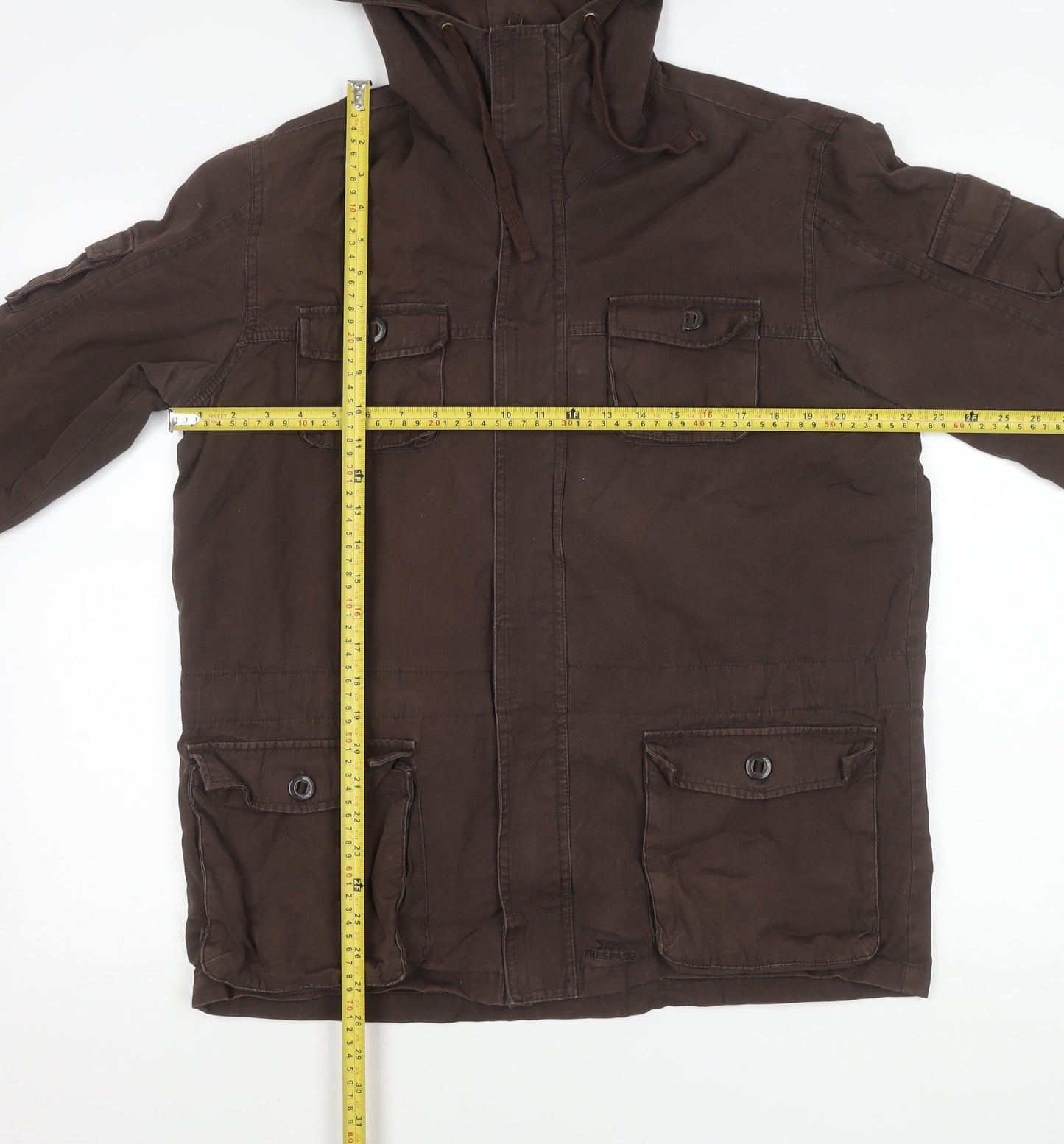 Trespass Men’s Brown Cotton Military Hooded Jacket Size M