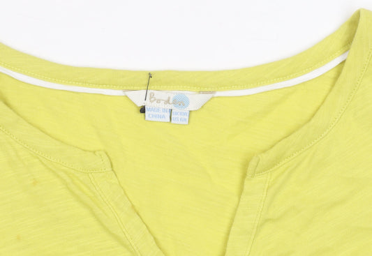 Boden Womens Yellow Button-Up Cotton Top Size 12 3/4 Sleeve Casual