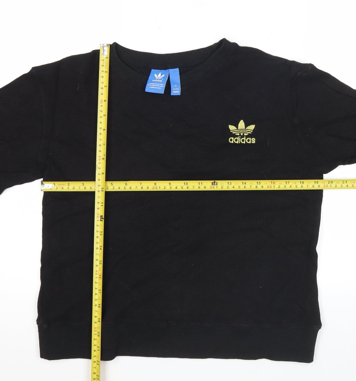 Adidas Womens Black Sweatshirt Size 14 UK Logo Graphic Pullover