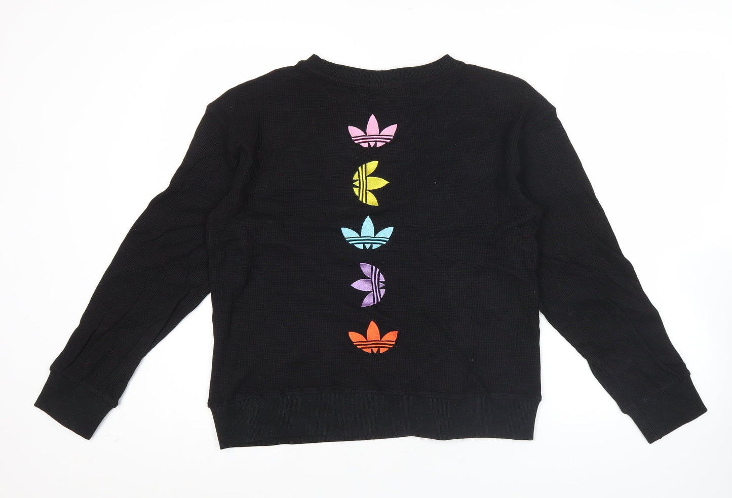 Adidas Womens Black Sweatshirt Size 14 UK Logo Graphic Pullover