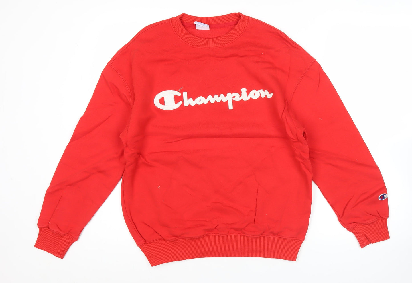Champion Mens Red Medium Pullover Sweatshirt Logo Crew Neck