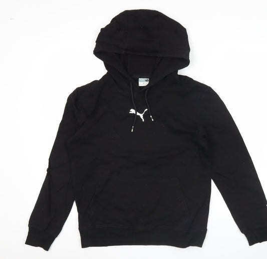 Puma Mens Black Pullover Hoodie M Logo Sports Cotton Sweatshirt