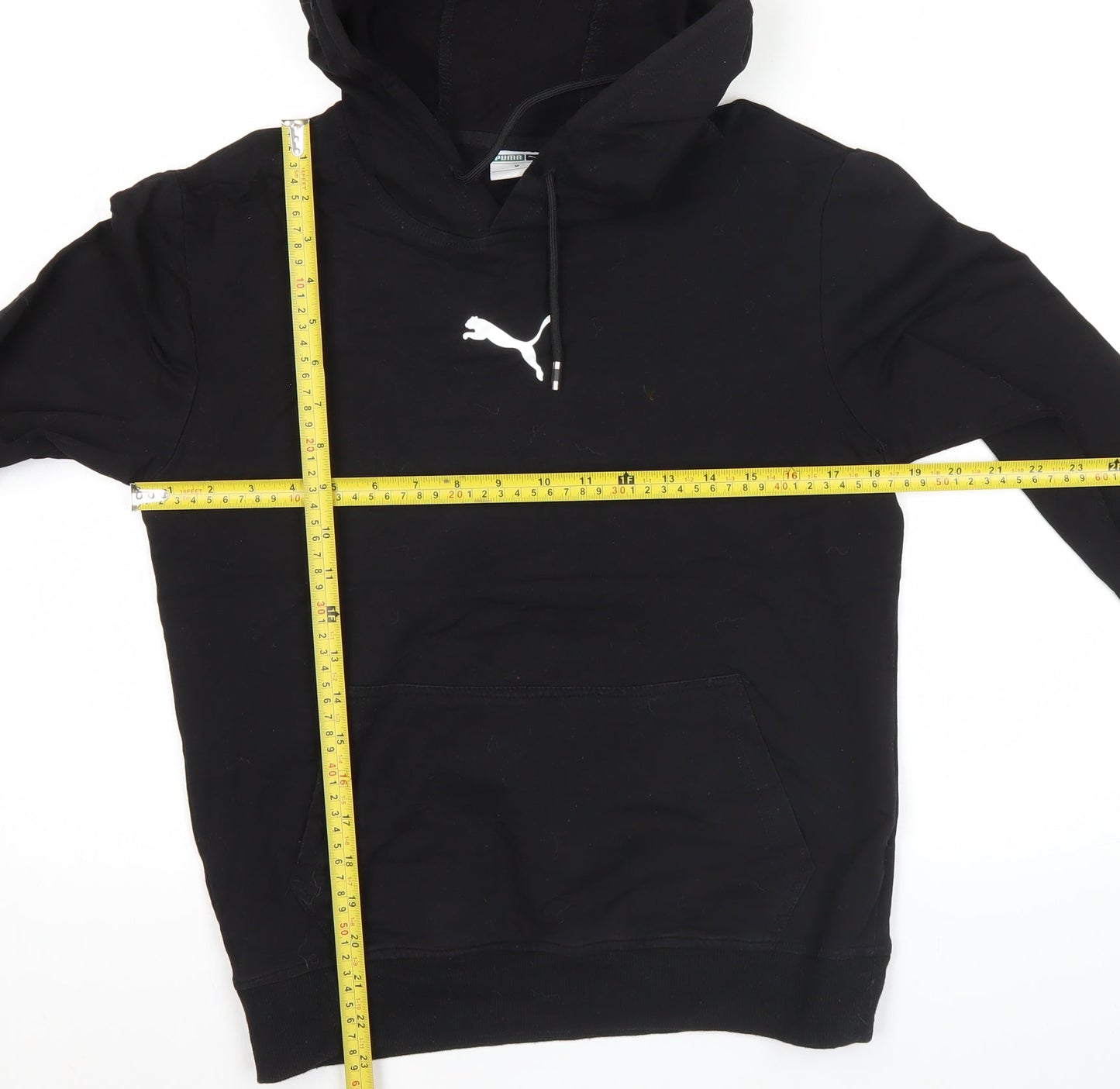 Puma Mens Black Pullover Hoodie M Logo Sports Cotton Sweatshirt