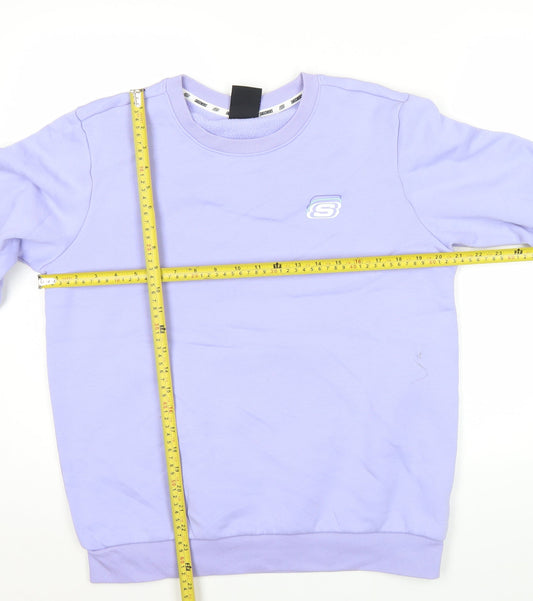 Skechers Womens Purple Logo Pullover Sweatshirt Size 12 UK
