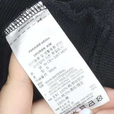 Adidas Womens Black Size 10 Pullover Hoodie Sweatshirt with Logo