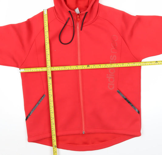 Adidas Men’s Red Full Zip Hoodie S Logo Sports Training