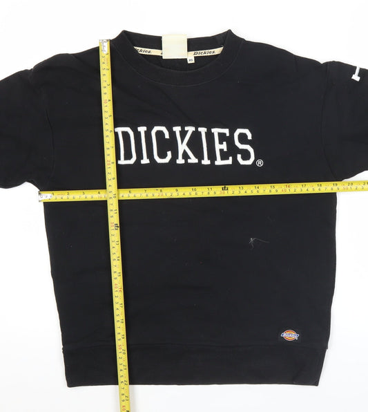 Dickies Unisex Black XS Crew Neck Pullover Cotton Sweatshirt Embroidered