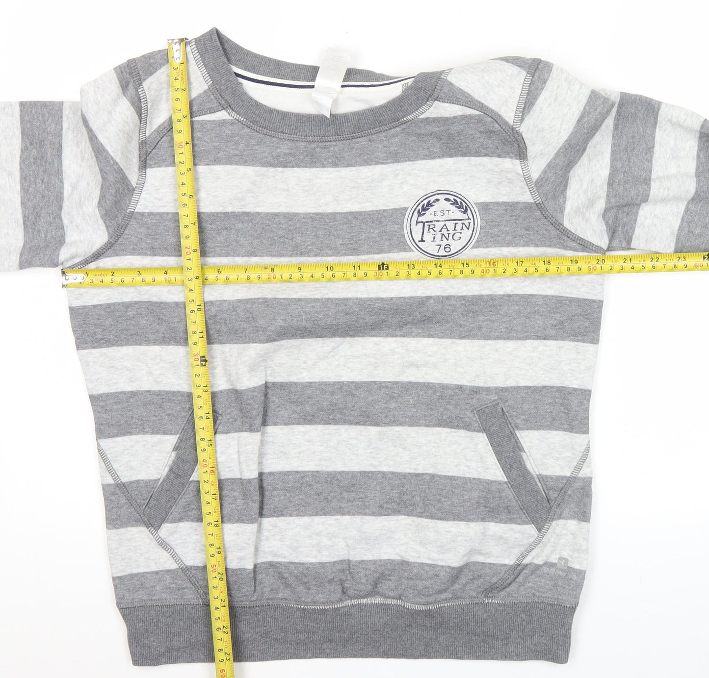 Domyos Men’s Grey Striped Sweatshirt M Regular Fit Pullover