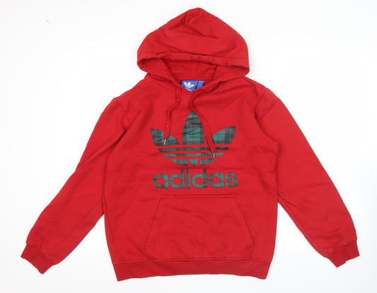 Adidas Men’s Red Pullover Hoodie Size M Logo Graphic Sportswear