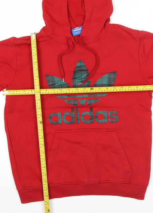 Adidas Men’s Red Pullover Hoodie Size M Logo Graphic Sportswear