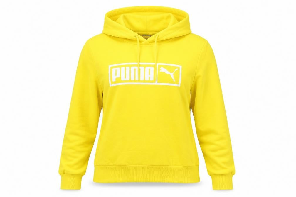 Womens UK S Regular PUMA Yellow Pullover Hoodie