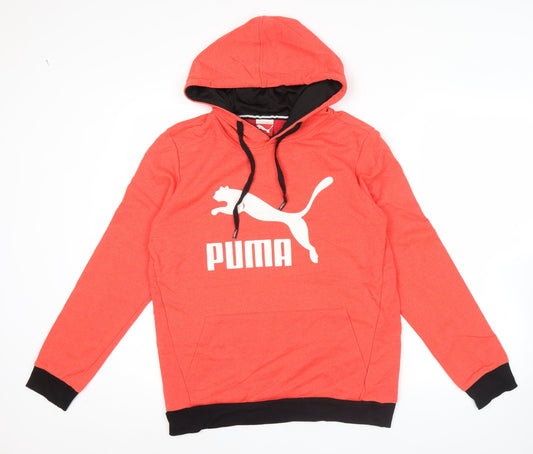 Puma Men's Red Pullover Hoodie L Logo Sports Training Jumper