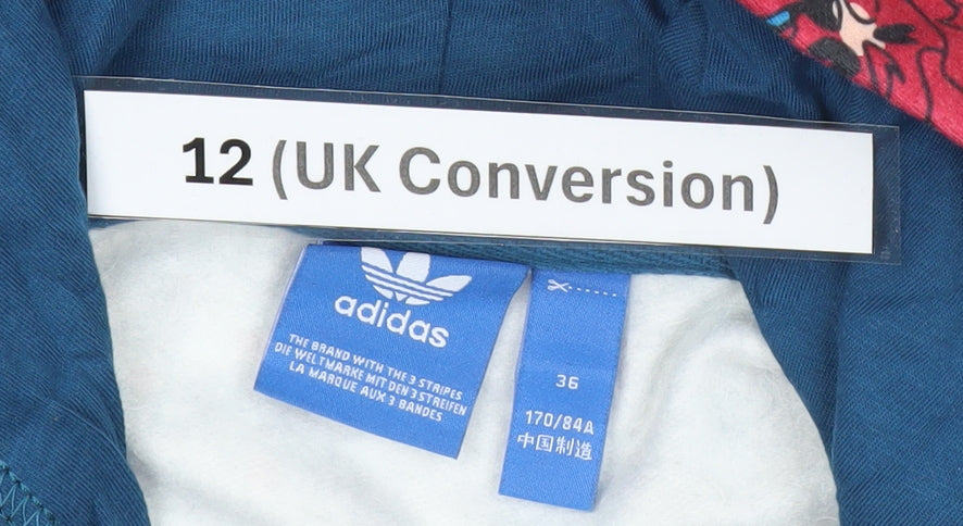 Adidas Womens Black Multicoloured Logo Hoodie Size 12 Cotton Blend