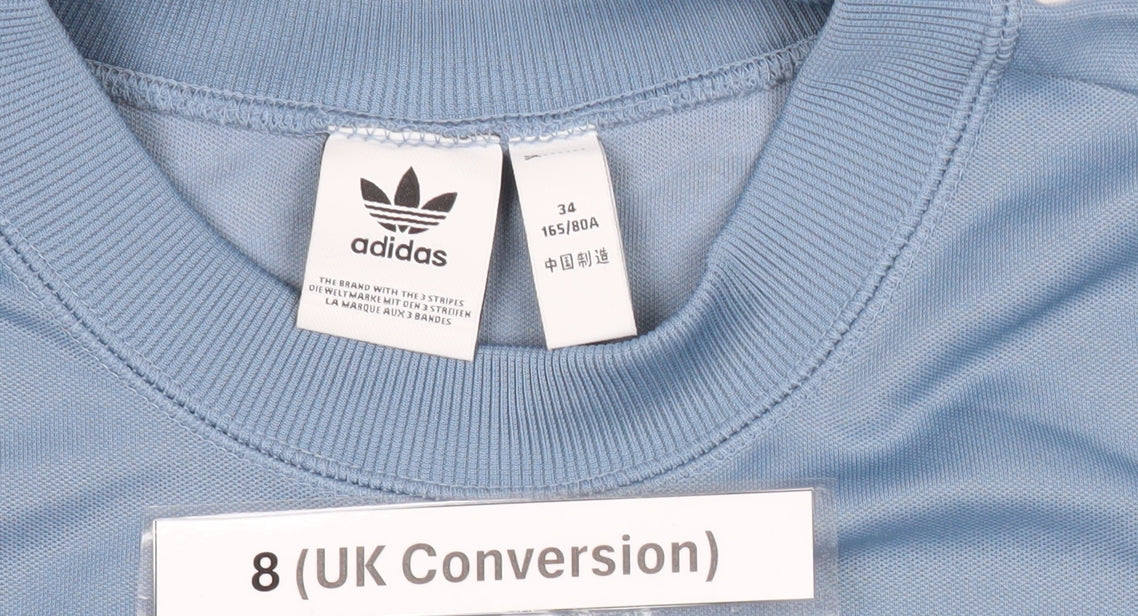 Adidas Womens Blue Cold Shoulder Sweatshirt Size 8 UK Cotton Blend