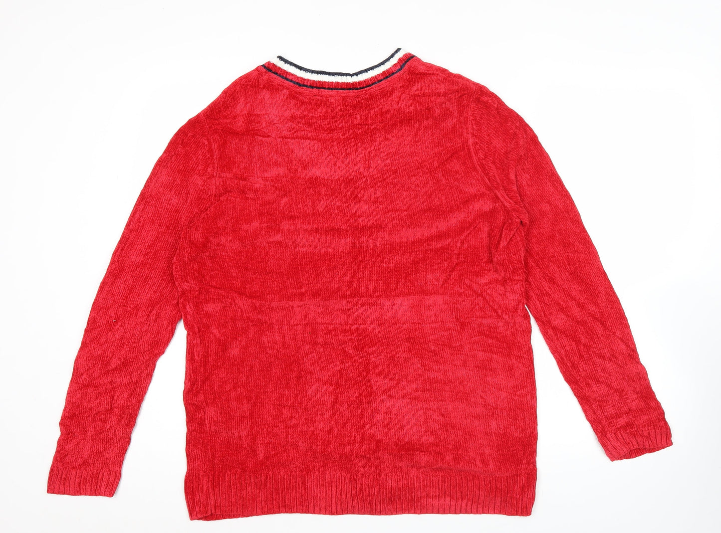 Tommy Hilfiger Womens Red V-Neck Pullover Jumper Size L Knit