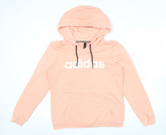 Adidas Womens Peach Hoodie UK 12 Pullover Sweatshirt Casual Sportswear