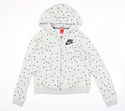 Nike Womens Grey Polka Dot Full Zip Hoodie Sweatshirt XL