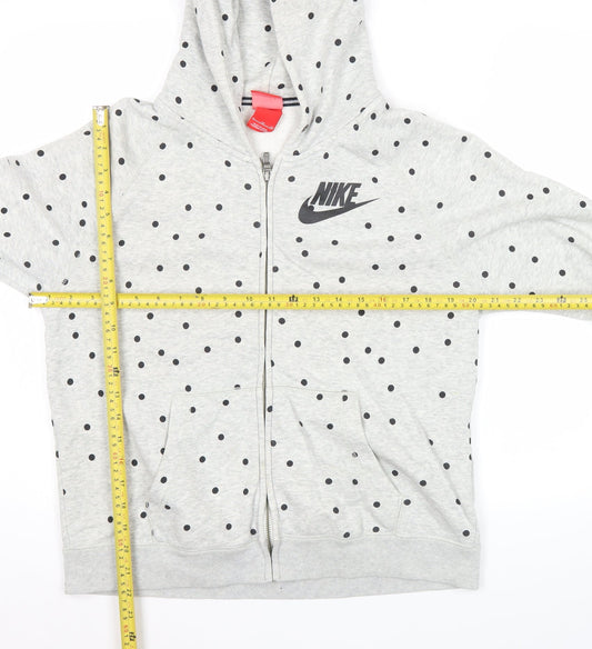 Nike Womens Grey Polka Dot Full Zip Hoodie Sweatshirt XL