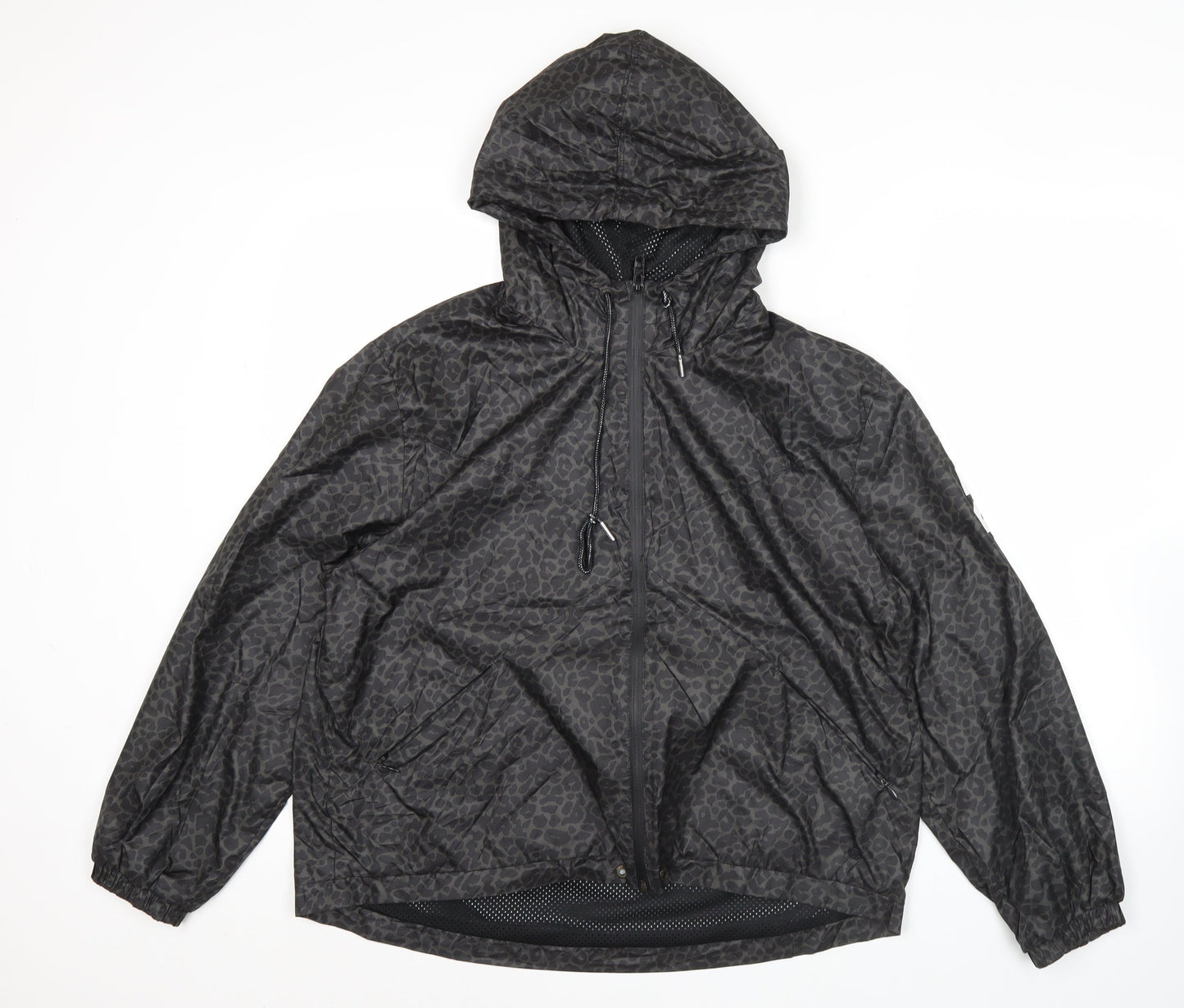 Adidas Women’s Black Animal Print Windbreaker Jacket Size 12