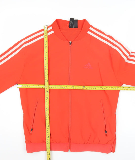 Adidas Womens Red Track Jacket Size 10 Full Zip Long Sleeve Activewear
