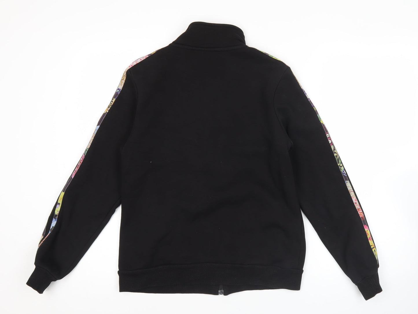 Adidas Womens Black XL Track Jacket Full Zip Floral Stripes
