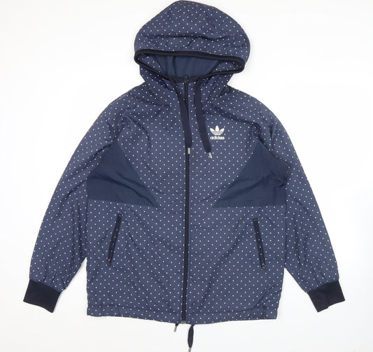 Adidas Women’s Blue Polka Dot Windbreaker Jacket Size 8