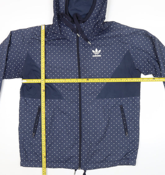 Adidas Women’s Blue Polka Dot Windbreaker Jacket Size 8