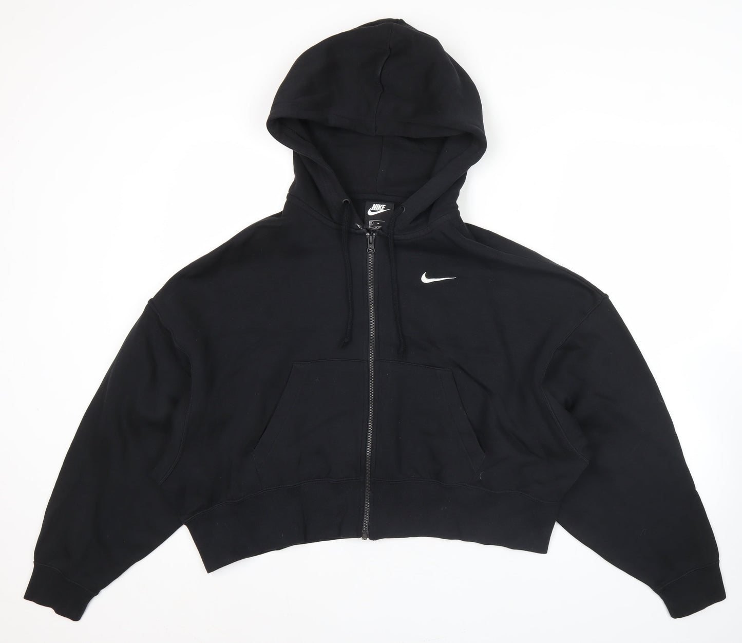 Nike Womens Black Medium Full Zip Hoodie Sweatshirt Cotton Blend