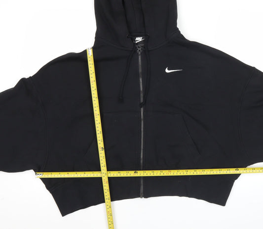 Nike Womens Black Medium Full Zip Hoodie Sweatshirt Cotton Blend