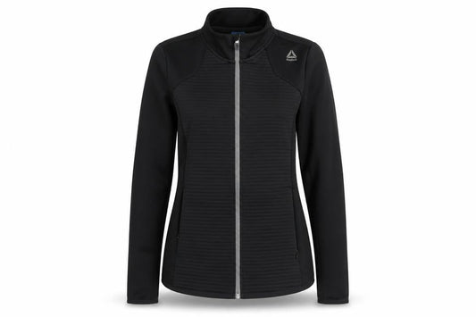 Reebok Womens Black Size 12 Track Jacket Slim Fit Full Zip