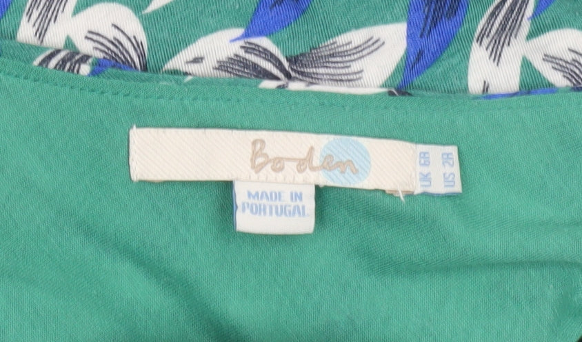 Boden Women’s Green Floral A-Line Sleeveless Dress UK 6