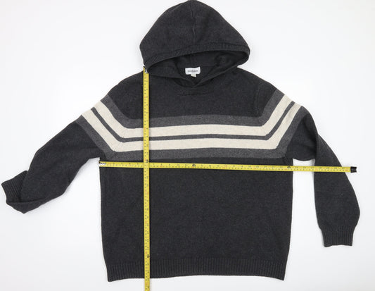 Goodfellow & Co Men’s Grey XL Hooded Pullover Striped Jumper