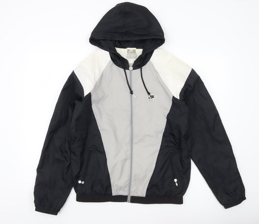 Nike Mens Black Grey White Windbreaker Jacket Size S Hooded Sportswear