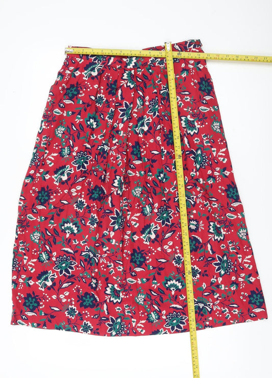 Pendleton Womens Red Floral A-Line Midi Skirt Size 14